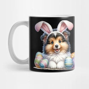 Shetland Sheepdog Bunny Ears Easter Eggs Happy Easter Day Mug